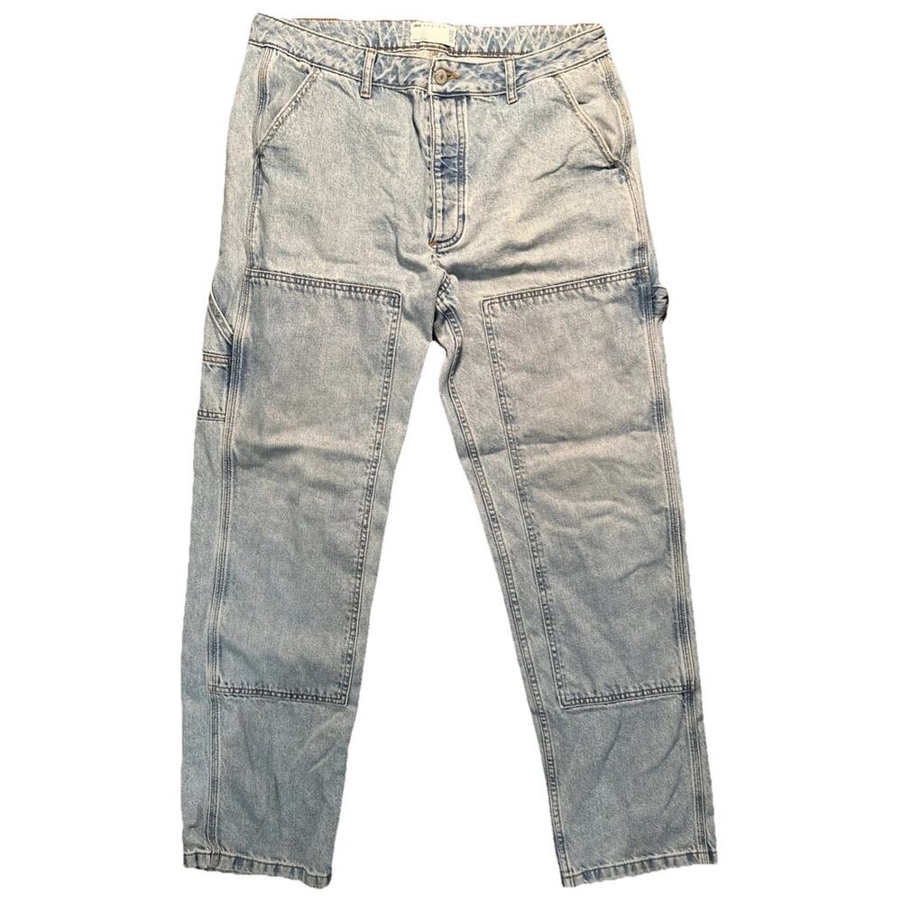 ASOS Design Carpenter Jeans Light Wash Blue Mens 34x32 Button-fly